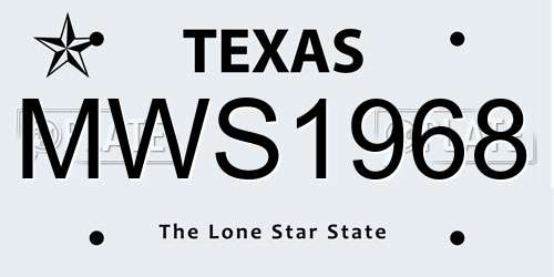 MWS1968 Texas License Plate