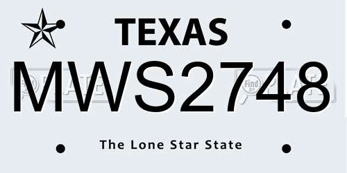 MWS2748 Texas License Plate