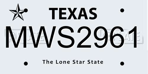 MWS2961 Texas License Plate