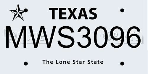 MWS3096 Texas License Plate