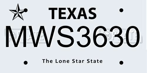 MWS3630 Texas License Plate