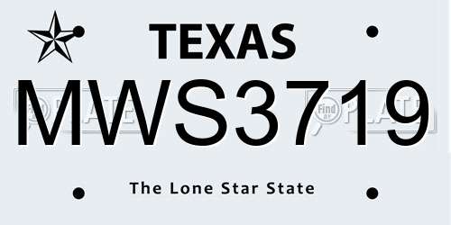 MWS3719 Texas License Plate