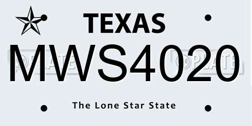 MWS4020 Texas License Plate