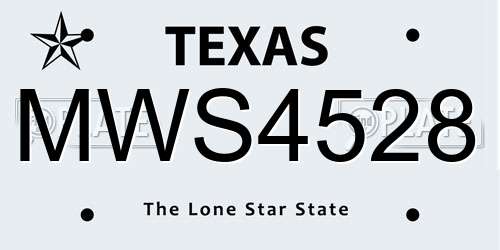 MWS4528 Texas License Plate