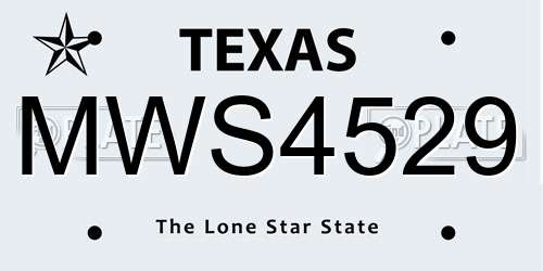 MWS4529 Texas License Plate