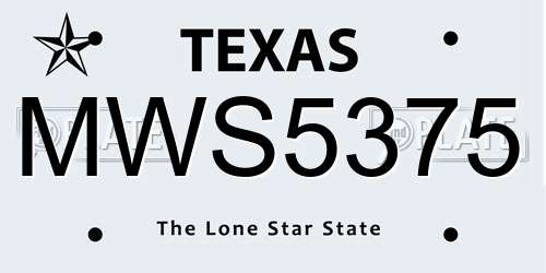 MWS5375 Texas License Plate