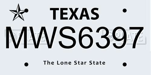 MWS6397 Texas License Plate