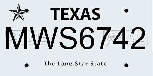 MWS6742 Texas License Plate