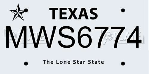 MWS6774 Texas License Plate