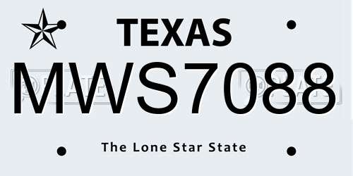 MWS7088 Texas License Plate