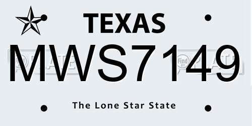 MWS7149 Texas License Plate