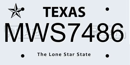 MWS7486 Texas License Plate