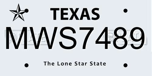 MWS7489 Texas License Plate