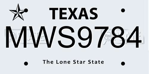 MWS9784 Texas License Plate