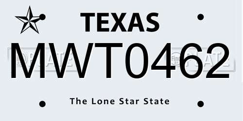 MWT0462 Texas License Plate