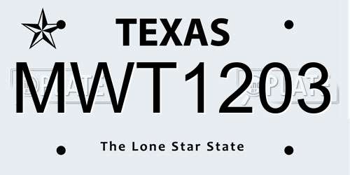 MWT1203 Texas License Plate