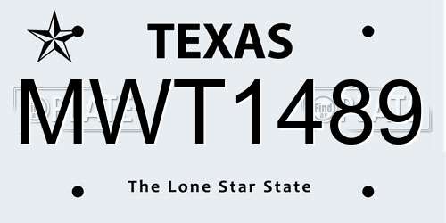 MWT1489 Texas License Plate
