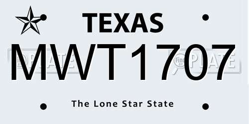 MWT1707 Texas License Plate
