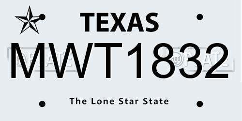 MWT1832 Texas License Plate