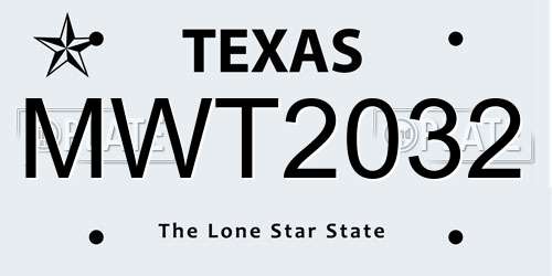 MWT2032 Texas License Plate