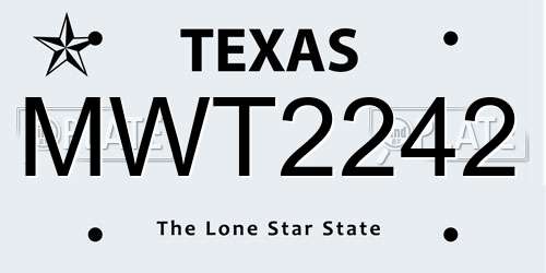 MWT2242 Texas License Plate