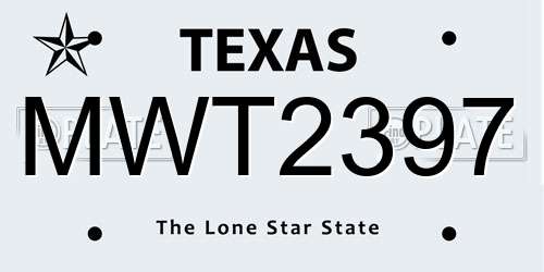 MWT2397 Texas License Plate