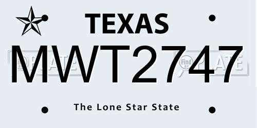 MWT2747 Texas License Plate