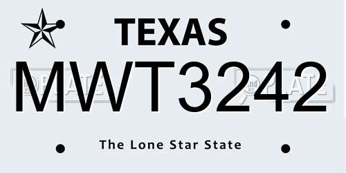 MWT3242 Texas License Plate