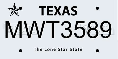 MWT3589 Texas License Plate