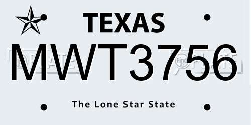 MWT3756 Texas License Plate