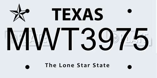 MWT3975 Texas License Plate