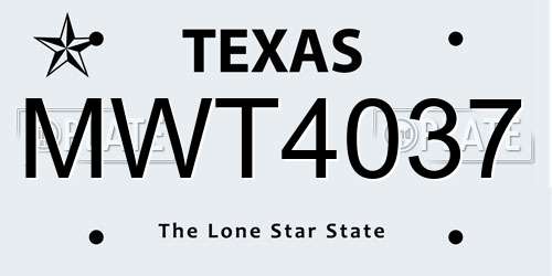 MWT4037 Texas License Plate