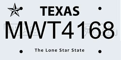 MWT4168 Texas License Plate