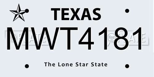 MWT4181 Texas License Plate