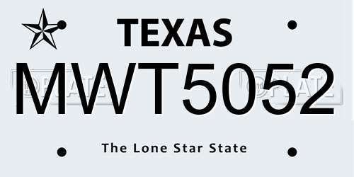 MWT5052 Texas License Plate