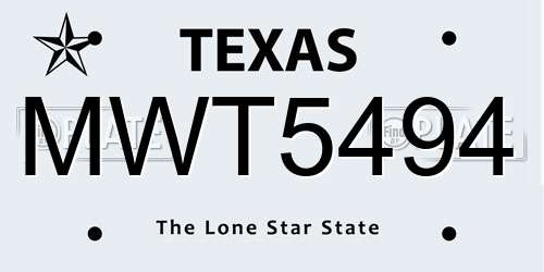 MWT5494 Texas License Plate