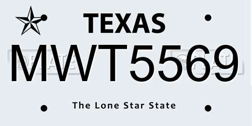 MWT5569 Texas License Plate