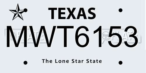 MWT6153 Texas License Plate