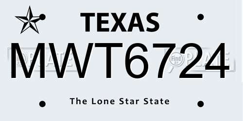 MWT6724 Texas License Plate