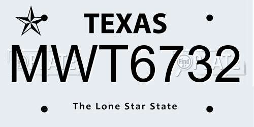MWT6732 Texas License Plate