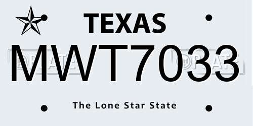 MWT7033 Texas License Plate