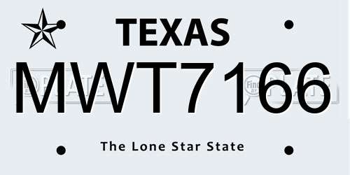 MWT7166 Texas License Plate