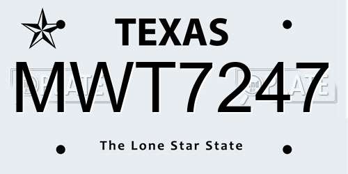 MWT7247 Texas License Plate