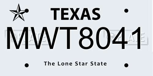 MWT8041 Texas License Plate