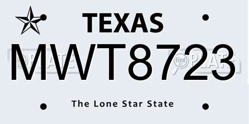 MWT8723 Texas License Plate