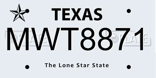 MWT8871 Texas License Plate