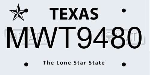 MWT9480 Texas License Plate
