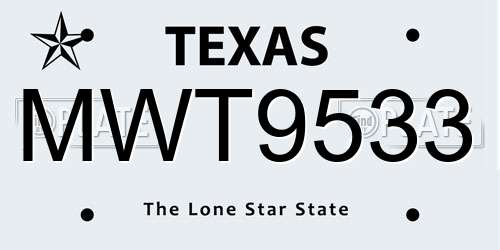 MWT9533 Texas License Plate