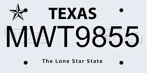 MWT9855 Texas License Plate