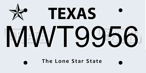 MWT9956 Texas License Plate